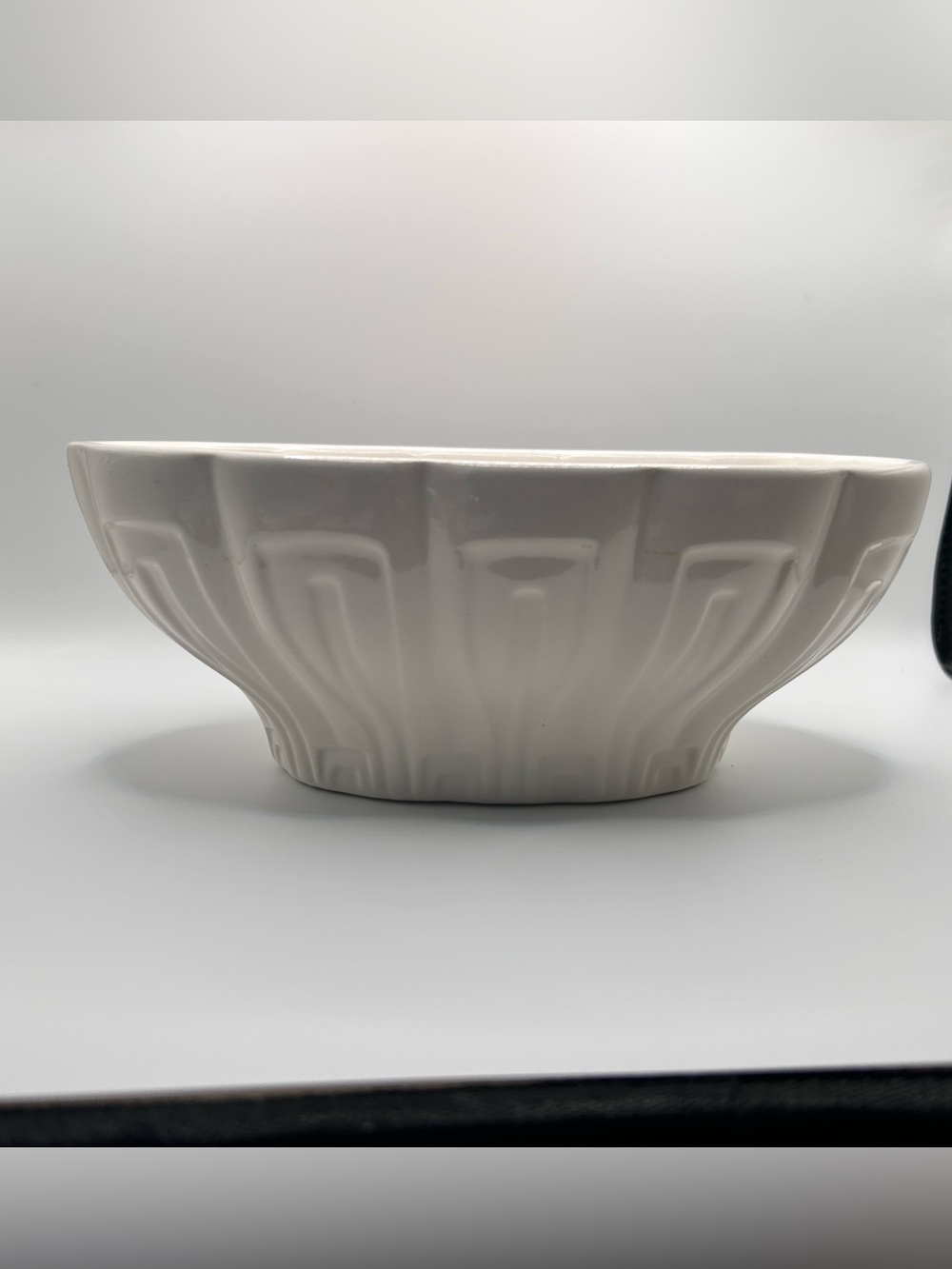 Vintage Haeger USA White Greek Key Console Planter | Mid Century Ceramic Bowl